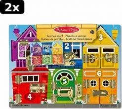 2x Melissa & Doug Houten Speelbord Deuren En Sloten